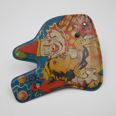 ＊希少品Charles LOUPOT DOP フランス30s Tin Plate Us Metal Toy Rattle Lithographed Tinplate And Wood Handle