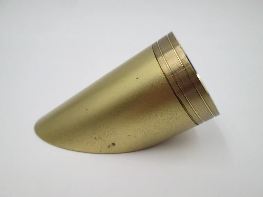 UWS cylindrical desk travel clock. Hand winding. Golden bronze.. Calendar. 1970's UWS cylindrical desk travel clock. Hand winding. Golden bronze.. Calendar. 1970's