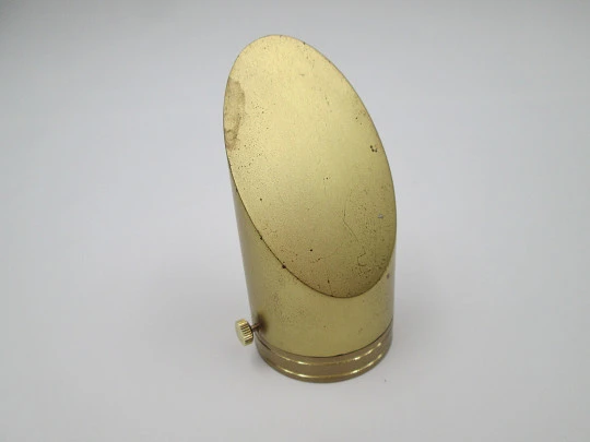 UWS cylindrical desk travel clock. Hand winding. Golden bronze.. Calendar. 1970's UWS cylindrical desk travel clock. Hand winding. Golden bronze.. Calendar. 1970's