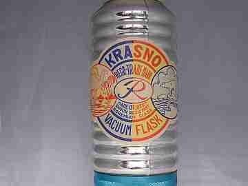 Vacuum flask. Bohemian glass and blue metal. 1960's. Krasno