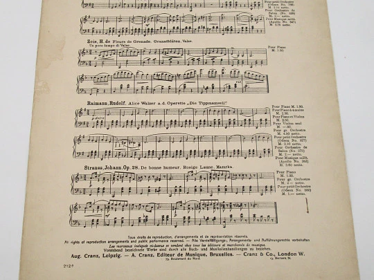 Vals Du und Du. Opereta El Murciélago. Pianoforte. Johann Strauss. Finales XIX