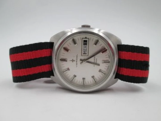 Verdal. Automatic. Date & day. Stainless steel. Strap. 1970's. Swiss made