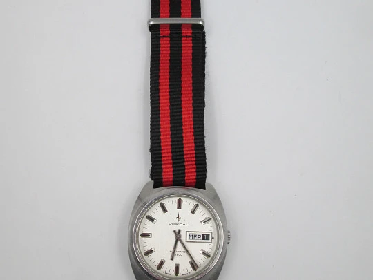 Verdal. Automatic. Date & day. Stainless steel. Strap. 1970's. Swiss made