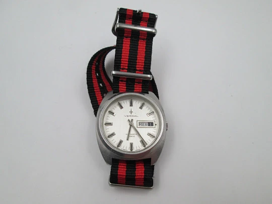 Verdal. Automatic. Date & day. Stainless steel. Strap. 1970's. Swiss made