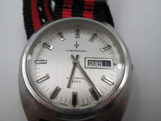 Verdal. Automatic. Date & day. Stainless steel. Strap. 1970's. Swiss made