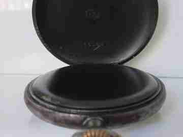 Verina. Iron. Stem-wind. Swiss. White porcelain. Open-faced. 1920. Lids