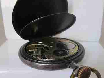 Verina. Iron. Stem-wind. Swiss. White porcelain. Open-faced. 1920. Lids