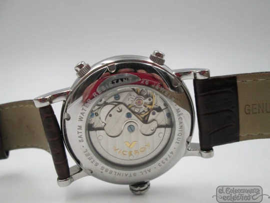 Viceroy Mécanique. Stainless steel. 2012. Calendar. Automatic. Leather strap Viceroy Mécanique. Stainless steel. 2012. Calendar. Automatic. Leather strap