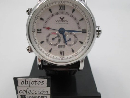 Viceroy Mécanique. Stainless steel. 2012. Calendar. Automatic. Leather strap Viceroy Mécanique. Stainless steel. 2012. Calendar. Automatic. Leather strap