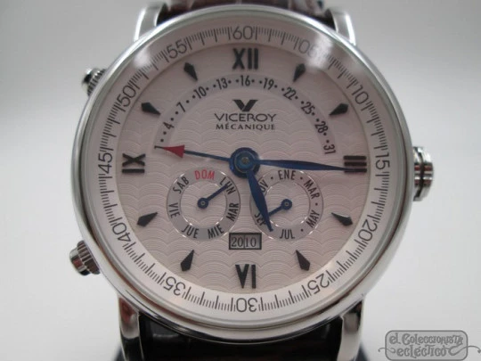 Viceroy Mécanique. Stainless steel. 2012. Calendar. Automatic. Leather strap Viceroy Mécanique. Stainless steel. 2012. Calendar. Automatic. Leather strap