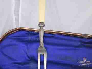 Victorian carving set. Ivory, steel and silver. 1870. Joseph Rodgers