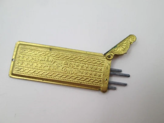 Victorian mechanical pencil leads box case. Ornate brass. Perry & Co. 1890's. London