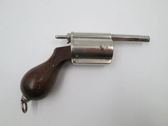 Victorian revolver mechanical writing combination. Silver plated & wood
