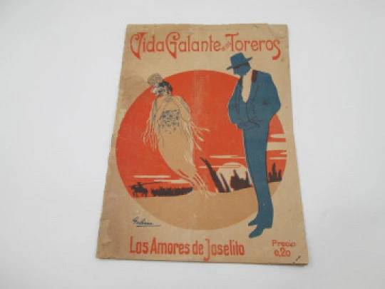 Vida Galante de los Toreros. Los amores de Joselito (Juan López). Portada ilustrada. 1910