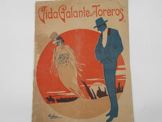 Vida Galante de los Toreros. Los amores de Joselito (Juan López). Portada ilustrada. 1910