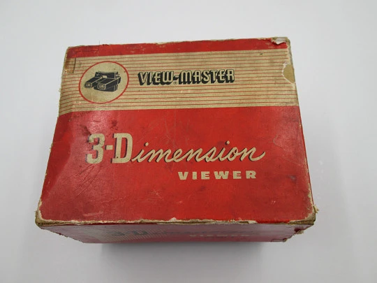 'View Master' 3D viewer. Garnet bakelite. Sawyer's. Box and images. Belgium. 1950's