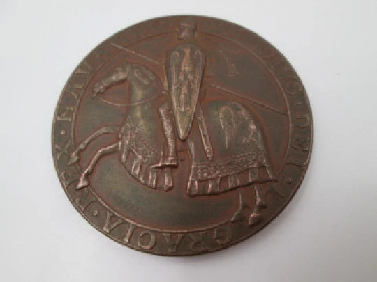 VII Centenary battle of Navas de Tolosa bronze medal. Sancho VII King. Bartolome Maura. 1912