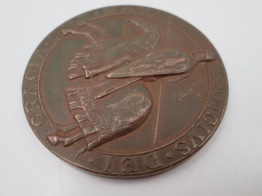 VII Centenary battle of Navas de Tolosa bronze medal. Sancho VII King. Bartolome Maura. 1912