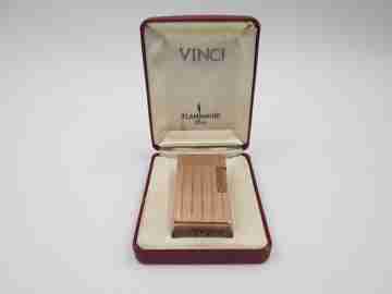 Vinci Flaminaire París gas lighter. 20 microns pink gold plated. Original box. 1970's