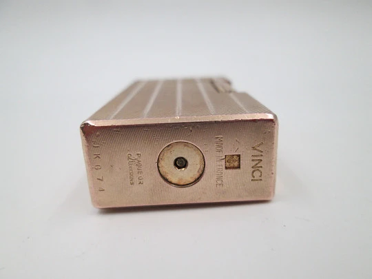 Vinci Flaminaire París gas lighter. 20 microns pink gold plated. Original box. 1970's