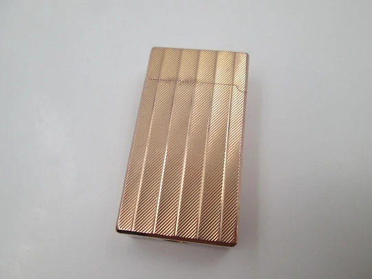 Vinci Flaminaire París gas lighter. 20 microns pink gold plated. Original box. 1970's