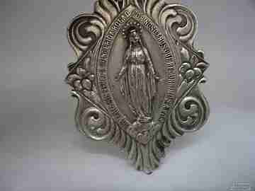 Virgin Mary. Silver metal. Relief. Early 20th century. Spain