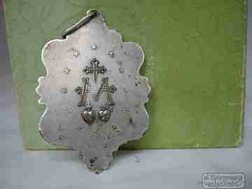Virgin Mary. Silver metal. Relief. Early 20th century. Spain
