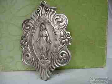 Virgin Mary. Silver metal. Relief. Early 20th century. Spain