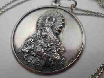Virgin of Hope Macarena medal with chain. 925 sterling silver. Spain. 1970's