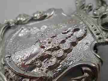Virgin of Rocio medal with cord. 925 sterling silver. 1990's. Spain