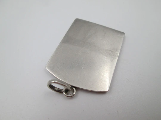 Virgin of the Forsaken religious medal. Sterling silver. High relief. Ring on top. 1970's. Spain Virgin of the Forsaken religious medal. Sterling silver. High relief. Ring on top. 1970's. Spain