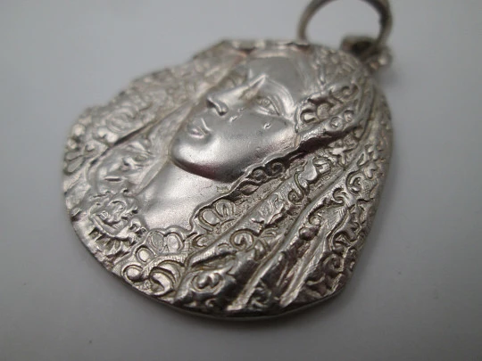 Virgin of the Macarena medal. 925 sterling silver. Ring. 1980's. Spain