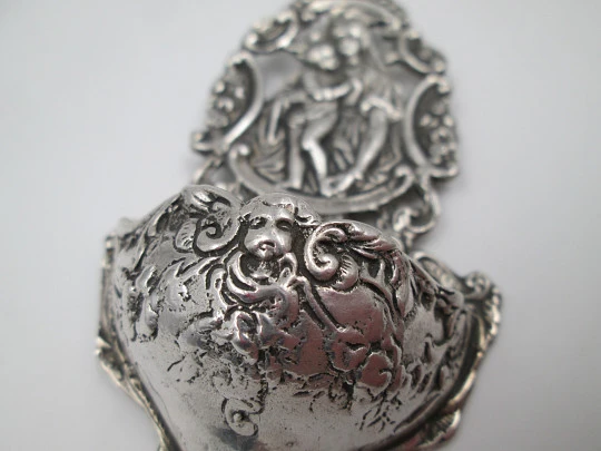 Virgin with Child holy water font. 925 sterling silver. Spain. 1970's