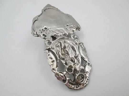 Virgin with Child holy water font. 925 sterling silver. Spain. 1970's