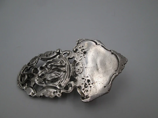 Virgin with Child holy water font. 925 sterling silver. Spain. 1970's