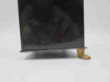 VSV big magic lantern. Blued tinplate and brass. Europe. German burner. 1890's