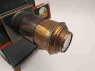 VSV big magic lantern. Blued tinplate and brass. Europe. German burner. 1890's