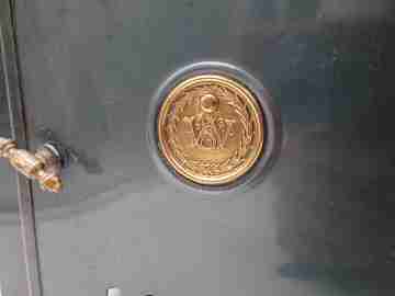 VSV big magic lantern. Blued tinplate and brass. Europe. German burner. 1890's
