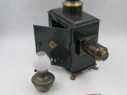 Vsv Big Magic Lantern Blued Tinplate Brass Europe 1890s | El