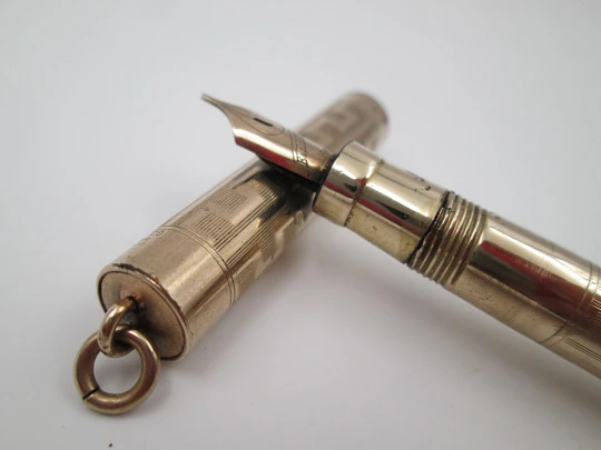 Wahl Eversharp Art Deco ringtop fountain pen. 12k gold filled. Lever filler system. 1920's