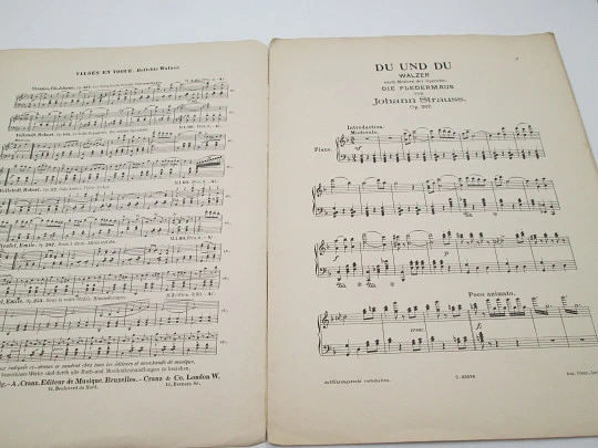 Waltz Du und Du. Operetta The Bat. Pianoforte. Johann Strauss. 19th century. Germany