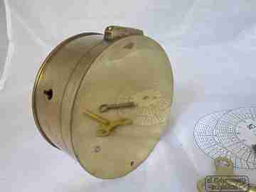 Watchman clock. Manual winding. Bronze. Discs. Recording. 1900