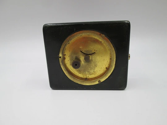 Waterbury Company wind-up travel desk clock. Gold plated. Wood box. 1920's. USA Waterbury Company wind-up travel desk clock. Gold plated. Wood box. 1920's. USA