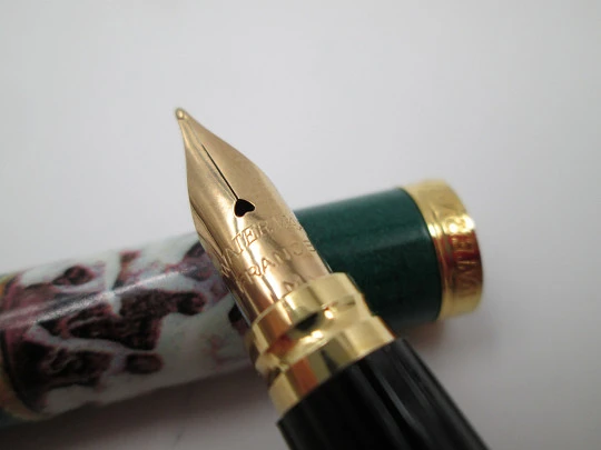 Waterman Anastasia. Laca verde y chapada oro 23 quilates. Años 90