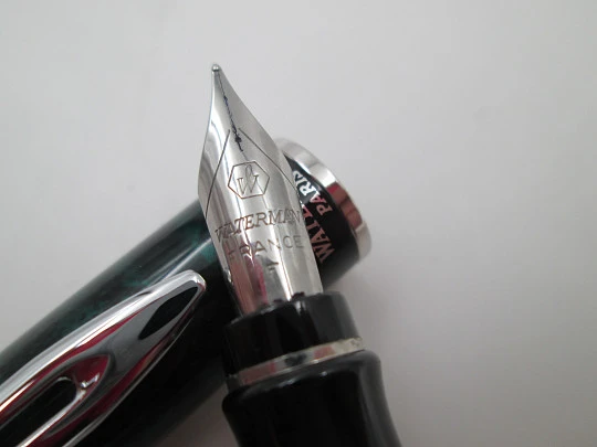 Waterman Expert 2 writing set. Fountain pen and ballpoint. Marble lacquer and silver plated
