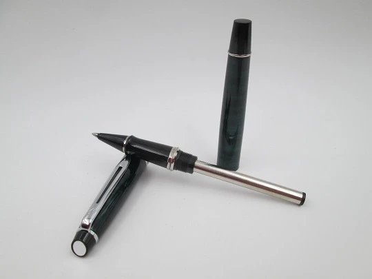 Waterman Expert 2 writing set. Fountain pen and ballpoint. Marble lacquer and silver plated