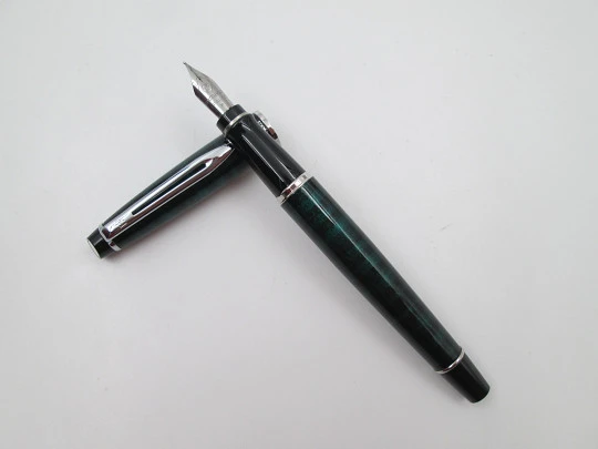 Waterman Expert 2 writing set. Fountain pen and ballpoint. Marble lacquer and silver plated