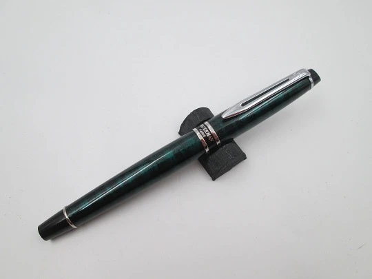 Waterman Expert 2 writing set. Fountain pen and ballpoint. Marble lacquer and silver plated