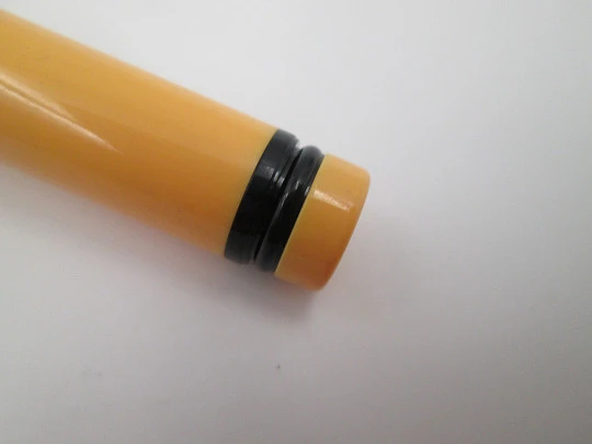 Waterman Forum. Bitone orange & black plastic. Golden plated details. France. 1980's