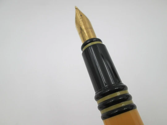 Waterman Forum. Plástico bicolor naranja negro y metal dorado. Francia. 1980 Waterman Forum. Plástico bicolor naranja negro y metal dorado. Francia. 1980